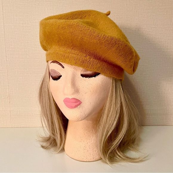 French Style Beret, with Classic Tail at Center Top. Knit Felted Wool Fe… - Picture 7 of 7